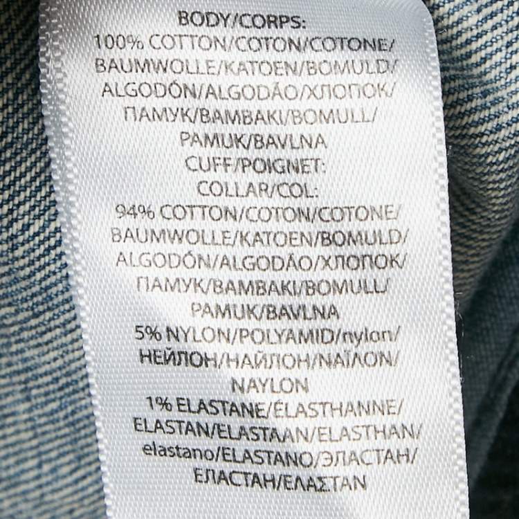 Pre Owned Polo Ralph Lauren Blue Denim Logo Applique Detail Bomber Jacket XS