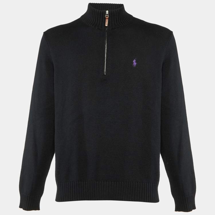 Pre Owned Polo Ralph Lauren Black Cotton Knit Sweater L