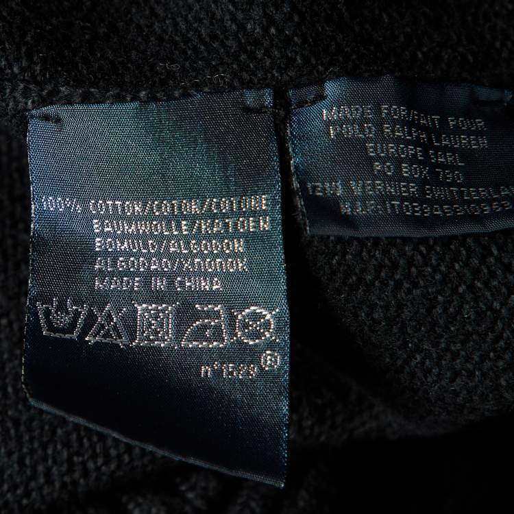 Pre Owned Polo Ralph Lauren Black Cotton Knit Sweater L