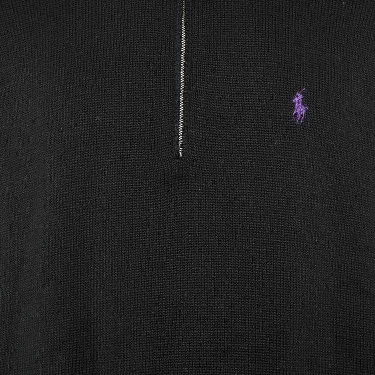 Pre Owned Polo Ralph Lauren Black Cotton Knit Sweater L