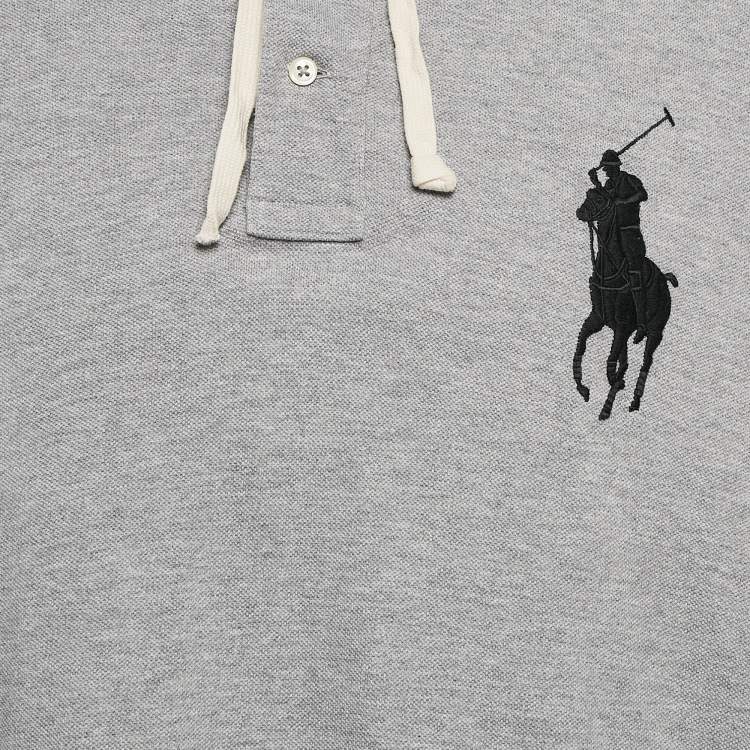 Pre Owned Polo Ralph Lauren Grey Logo Embroidery Cotton Knit Hoodie XXL