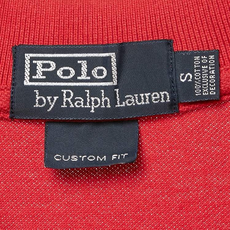 Pre Owned Polo Ralph Lauren Vintage Red Embroidered Cotton Custom Fit Polo T-Shirt S