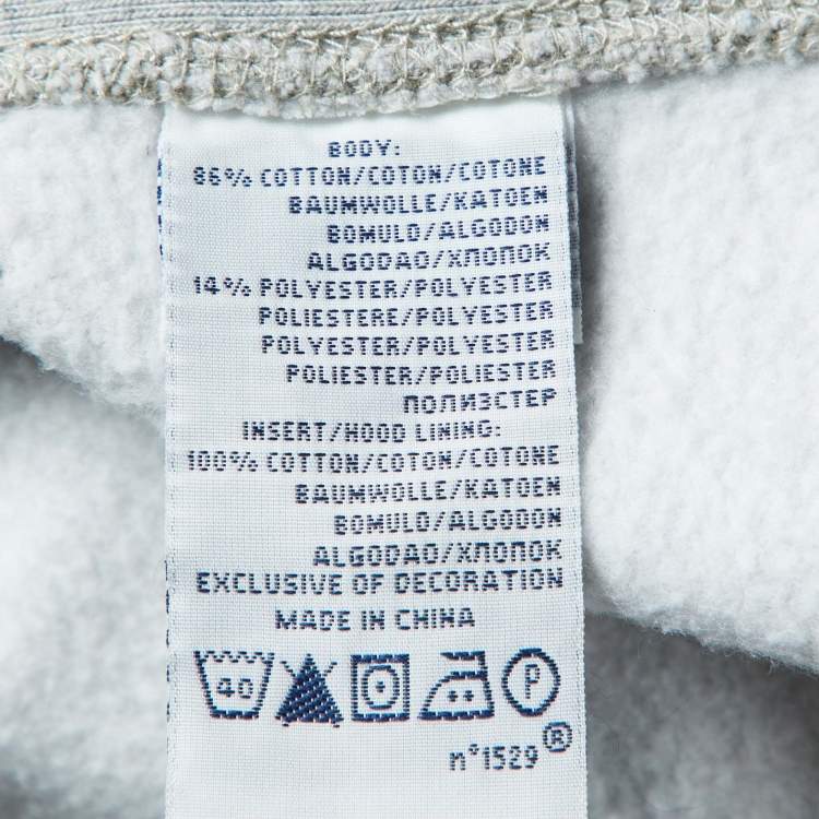 Pre Owned Polo Ralph Lauren Grey Cotton Knit Zip Up Hooded Jacket M