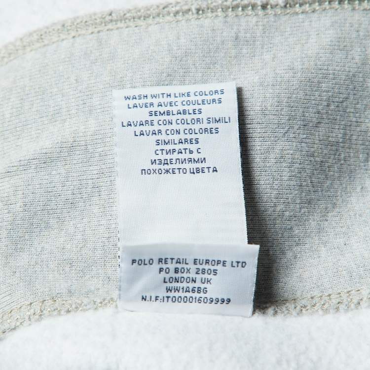 Pre Owned Polo Ralph Lauren Grey Cotton Knit Zip Up Hooded Jacket M