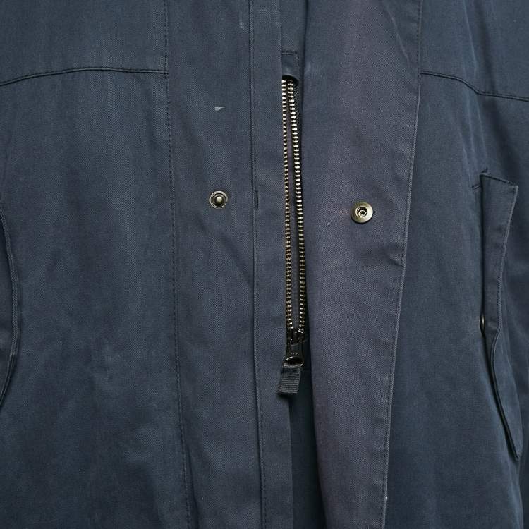 Pre Owned Polo Ralph Lauren Vintage Navy Blue Cotton Zip-Up Utility Jacket L
