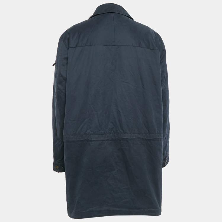 Pre Owned Polo Ralph Lauren Vintage Navy Blue Cotton Zip-Up Utility Jacket L