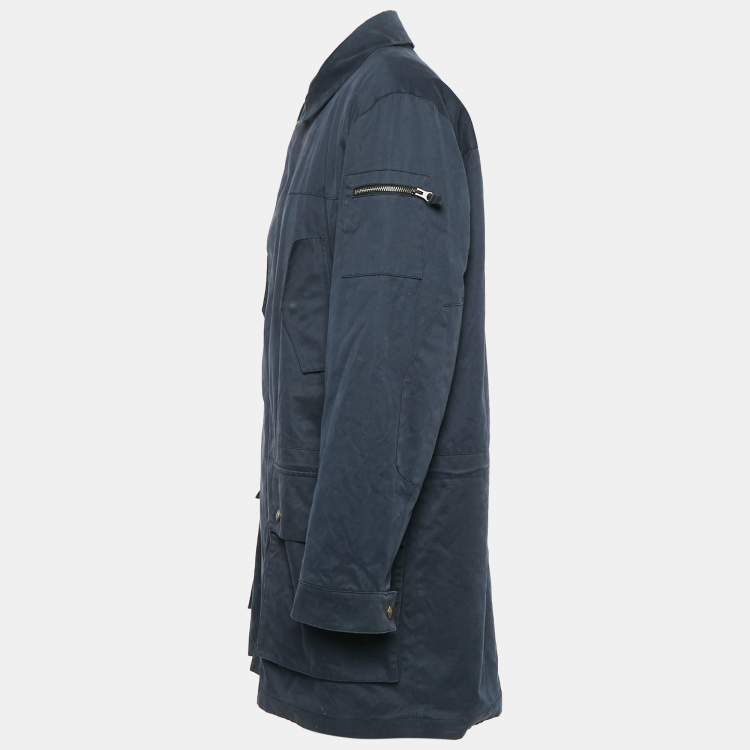 Pre Owned Polo Ralph Lauren Vintage Navy Blue Cotton Zip-Up Utility Jacket L
