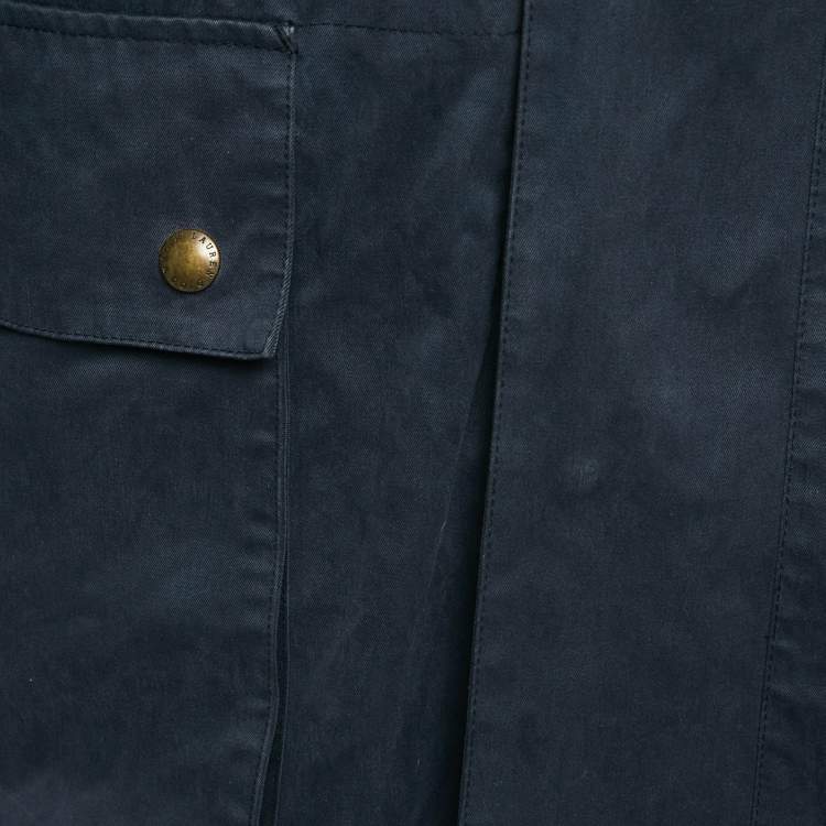 Pre Owned Polo Ralph Lauren Vintage Navy Blue Cotton Zip-Up Utility Jacket L