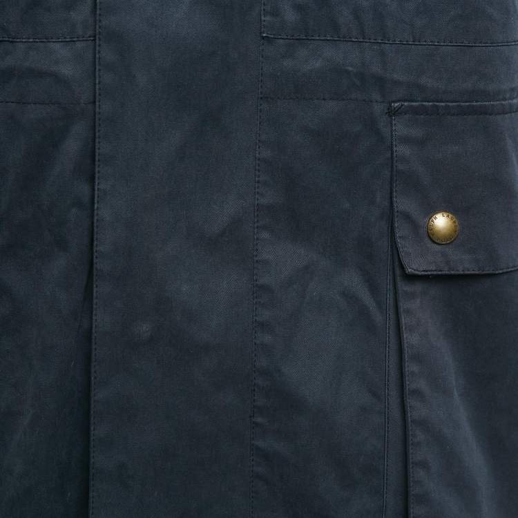 Pre Owned Polo Ralph Lauren Vintage Navy Blue Cotton Zip-Up Utility Jacket L