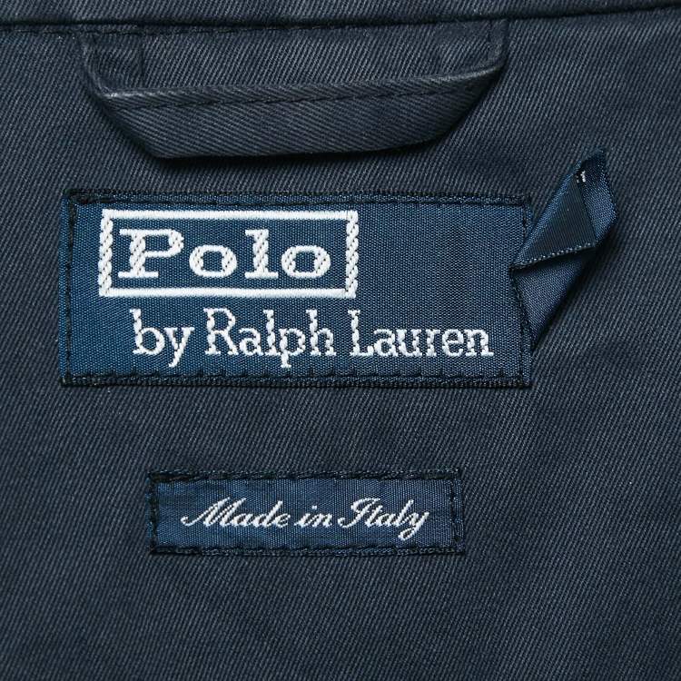 Pre Owned Polo Ralph Lauren Vintage Navy Blue Cotton Zip-Up Utility Jacket L
