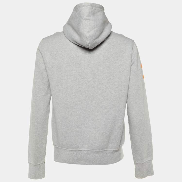 Pre Owned Polo Ralph Lauren Grey Cotton Logo Embroidered Hoodie M