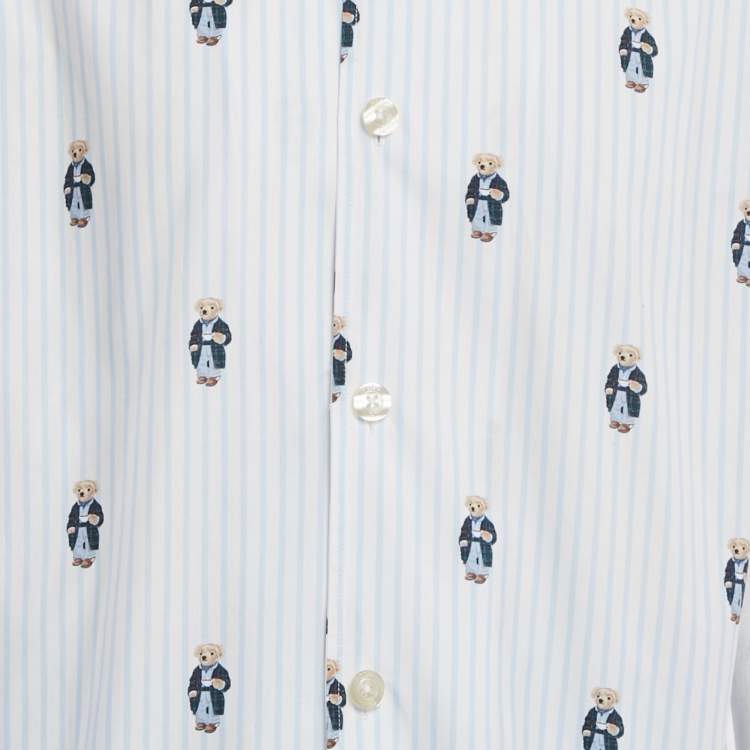 Pre Owned Polo Ralph Lauren Polo Blue Bear Print Cotton Shirt and Shorts Set M