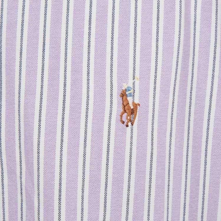Pre Owned Polo Ralph Lauren Purple Stripe Cotton Button Down Shirt XXL