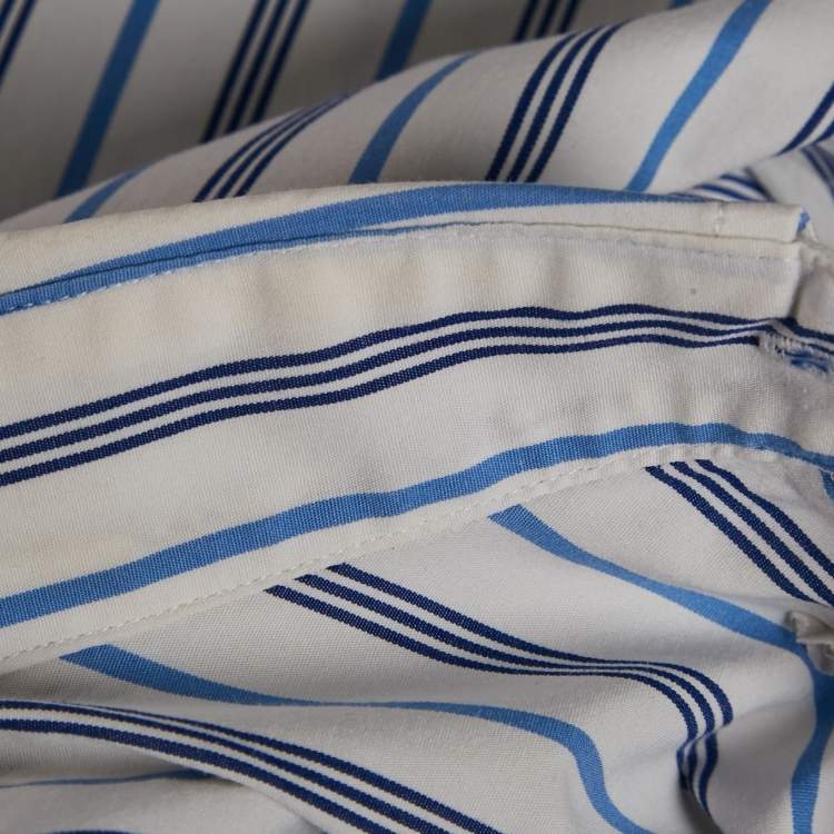 Pre Owned Polo Ralph Lauren White Stripe Cotton Classic Fit Shirt XXL
