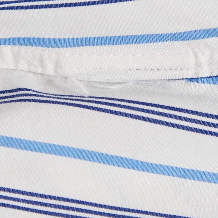 Pre Owned Polo Ralph Lauren White Stripe Cotton Classic Fit Shirt XXL