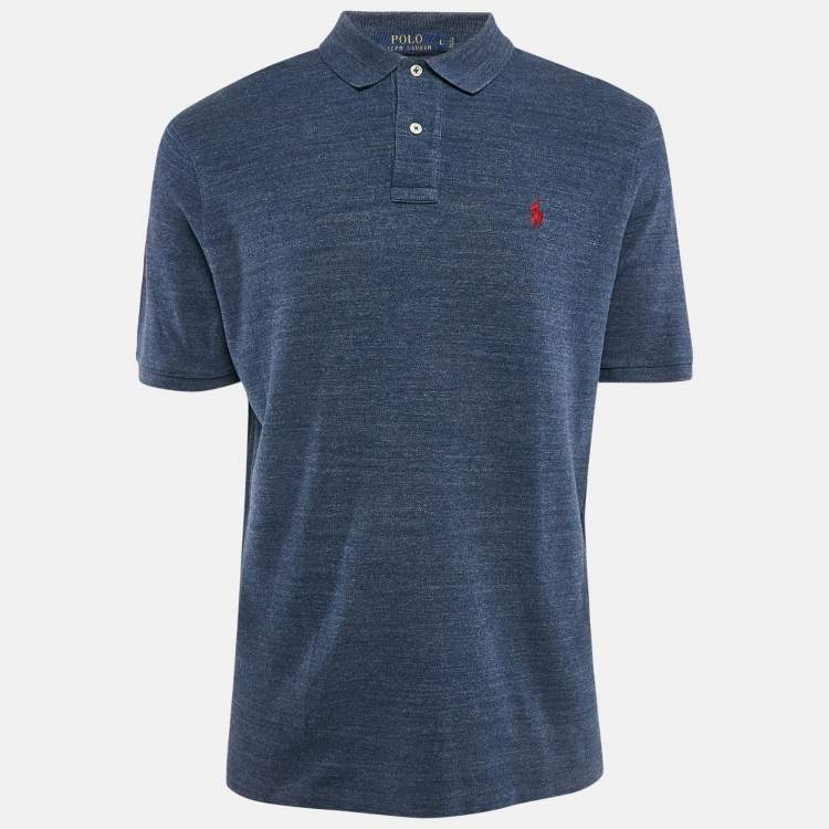 Pre Owned Polo Ralph Lauren Navy Blue Cotton Classic Fit Polo T-Shirt L