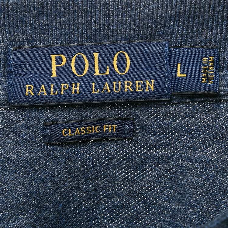 Pre Owned Polo Ralph Lauren Navy Blue Cotton Classic Fit Polo T-Shirt L