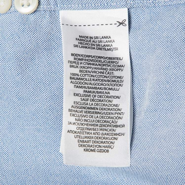 Pre Owned Polo Ralph Lauren Blue Flag Embroidered Cotton Half Sleeve Shirt L