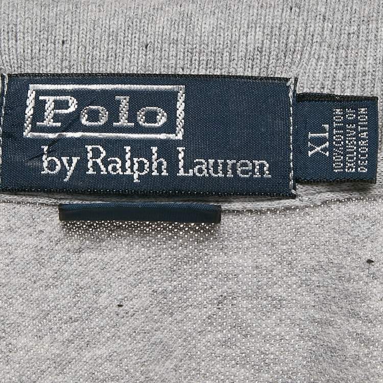 Pre Owned Polo Ralph Lauren Grey Pique Cotton Long Sleeve Slim Fit Polo T-Shirt XL