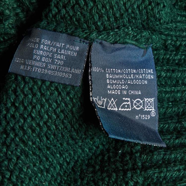 Pre Owned Polo Ralph Lauren Green Knit Turtle Knit Sweater M 