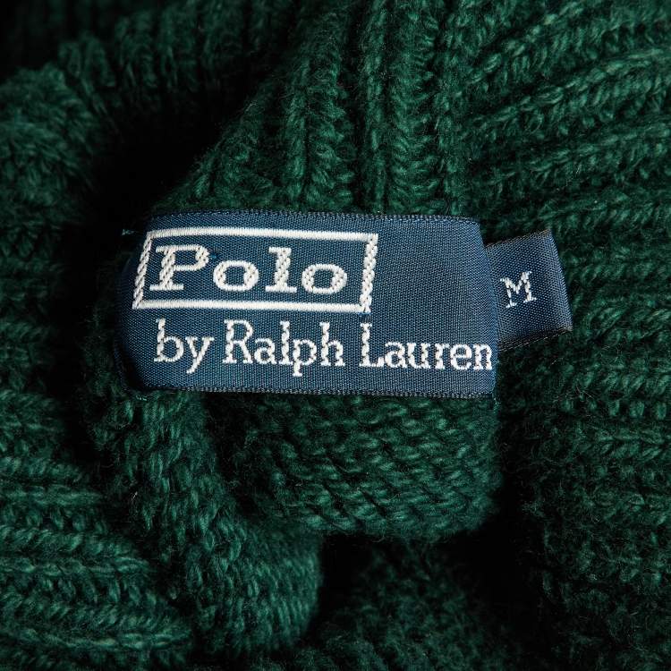 Pre Owned Polo Ralph Lauren Green Knit Turtle Knit Sweater M 