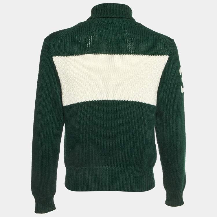 Pre Owned Polo Ralph Lauren Green Knit Turtle Knit Sweater M 