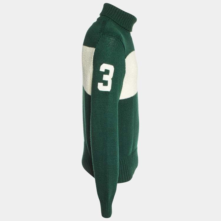 Pre Owned Polo Ralph Lauren Green Knit Turtle Knit Sweater M 
