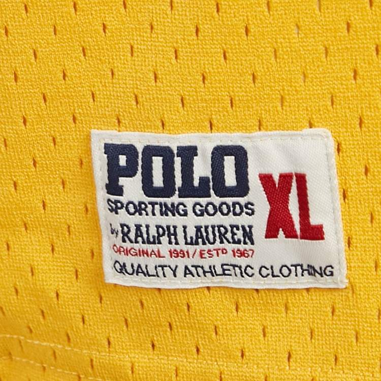 مملوكة مسبقًا Polo Ralph Lauren Yellow Pinhole Jersey Sleeveless T-Shirt XL