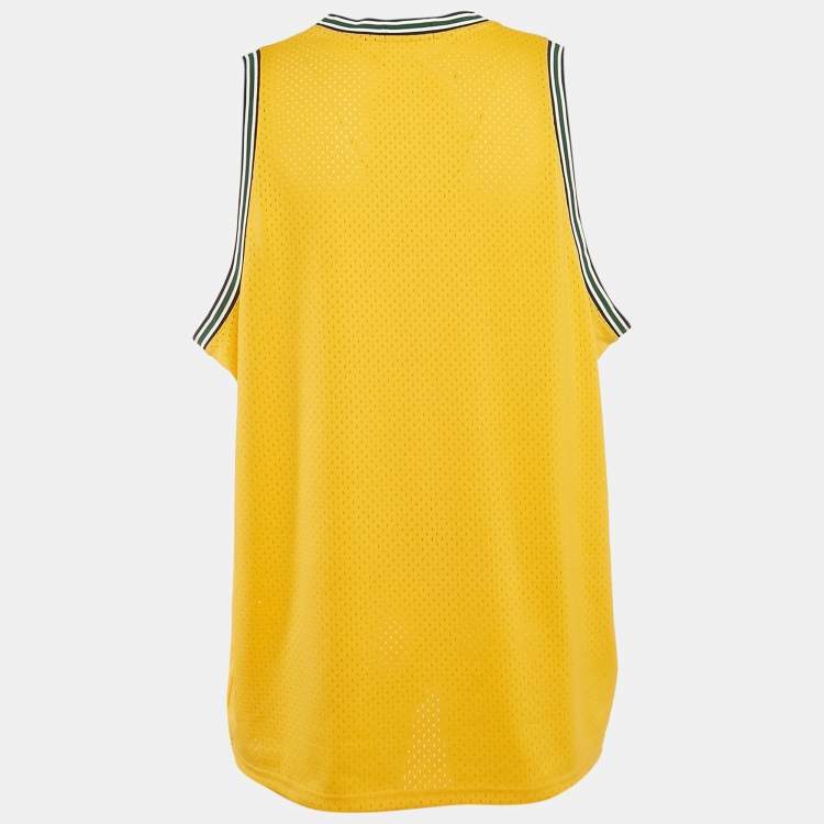 مملوكة مسبقًا Polo Ralph Lauren Yellow Pinhole Jersey Sleeveless T-Shirt XL