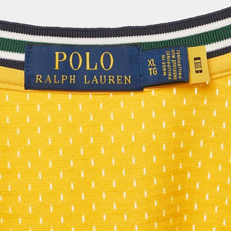مملوكة مسبقًا Polo Ralph Lauren Yellow Pinhole Jersey Sleeveless T-Shirt XL