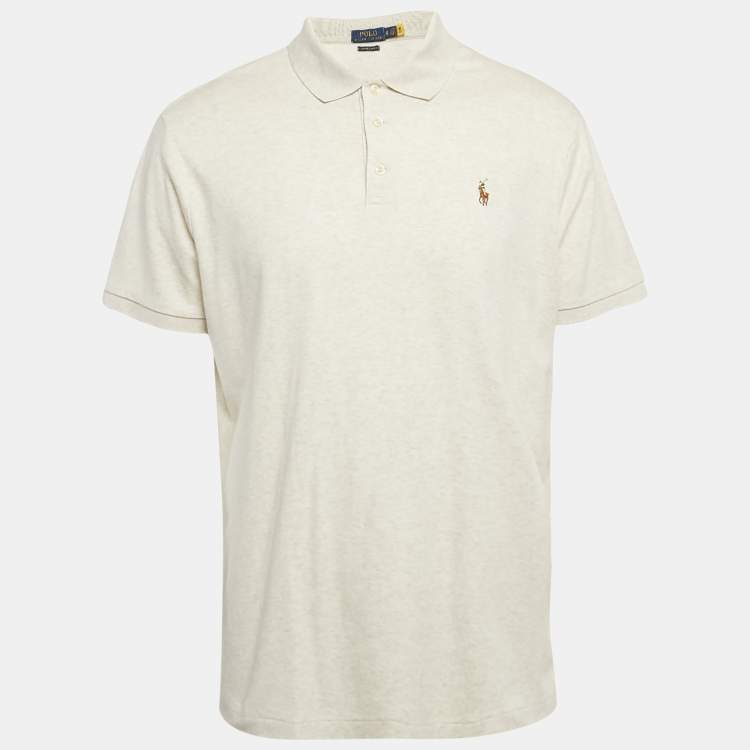 Pre Owned Polo Ralph Lauren Off-White Cotton Polo T-Shirt XL