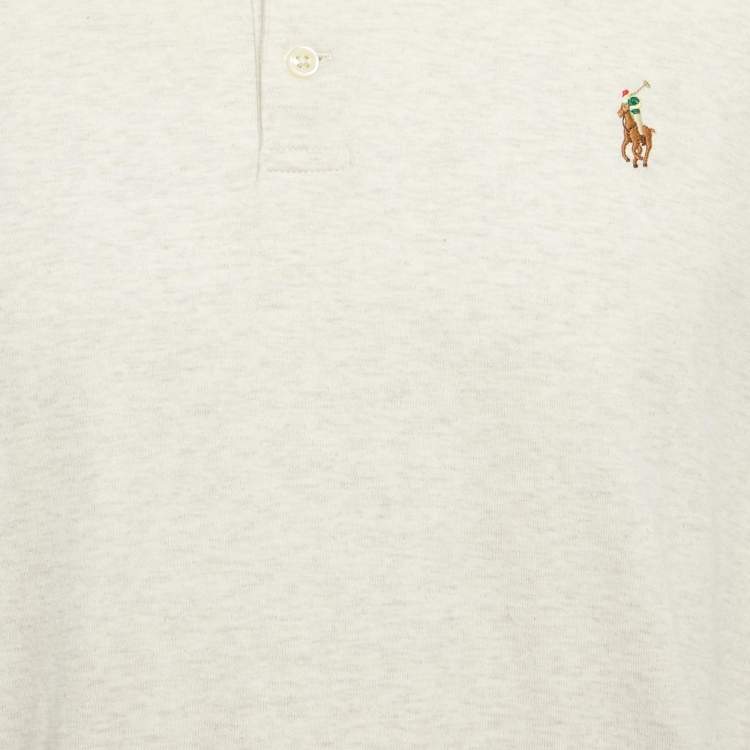 Pre Owned Polo Ralph Lauren Off-White Cotton Polo T-Shirt XL
