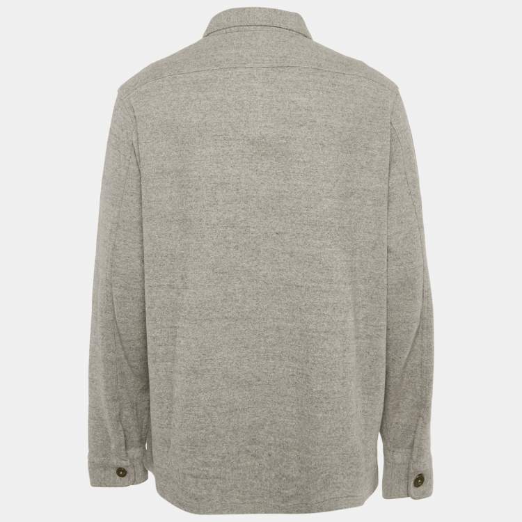 Pre Owned Polo Ralph Lauren Grey Cotton Felt Button Front Jacket XL