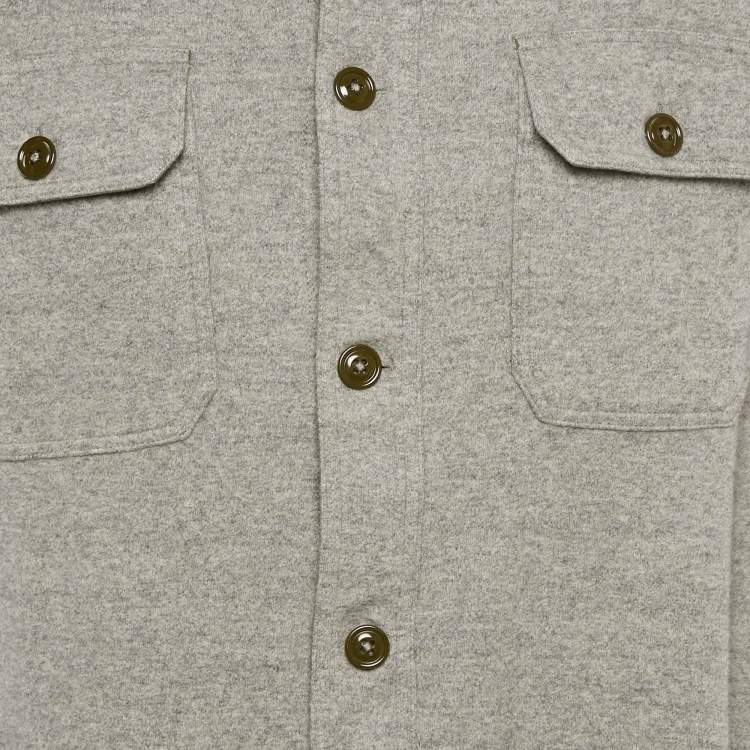 Pre Owned Polo Ralph Lauren Grey Cotton Felt Button Front Jacket XL
