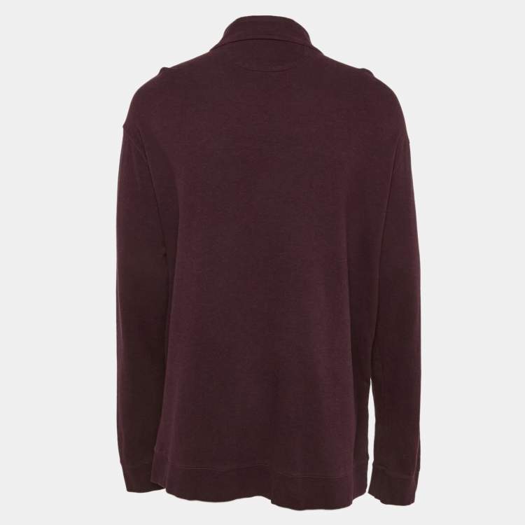 Pre Owned Polo Ralph Lauren Burgundy Cotton Jersey Half Placket Jacket XXL