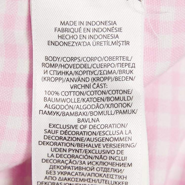 Pre Owned Polo Ralph Lauren Pink Gingham Checks Cotton Short Sleeve Shirt XXL