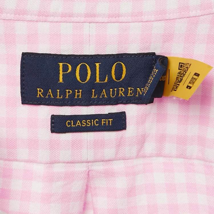 Pre Owned Polo Ralph Lauren Pink Gingham Checks Cotton Short Sleeve Shirt XXL