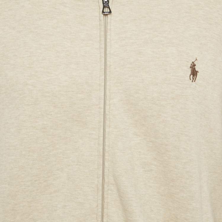 Pre Owned Polo Ralph Lauren Beige Jersey Zip-Up Jacket XXL