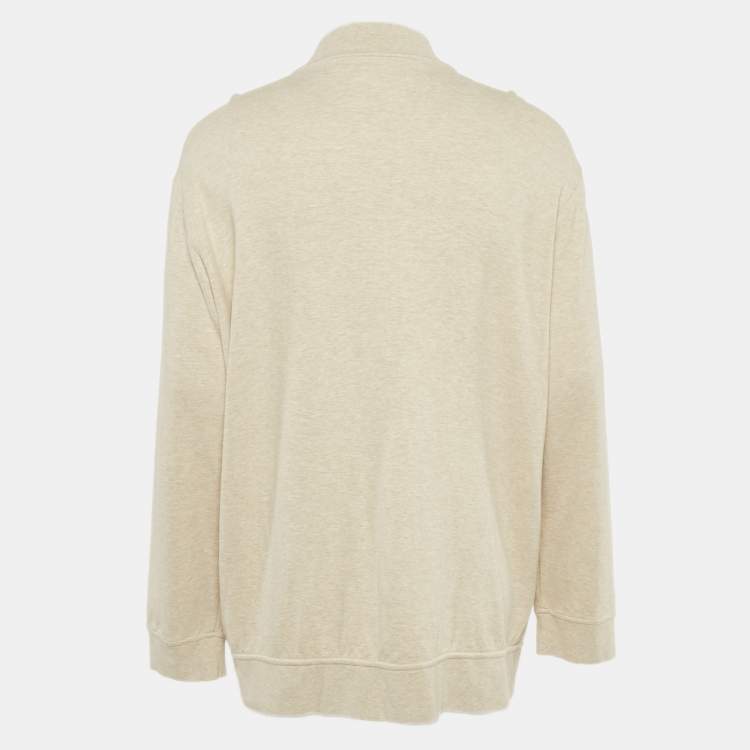 Pre Owned Polo Ralph Lauren Beige Jersey Zip-Up Jacket XXL