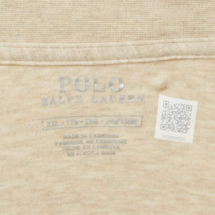 Pre Owned Polo Ralph Lauren Beige Jersey Zip-Up Jacket XXL