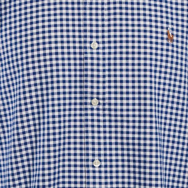 Pre Owned Polo Ralph Lauren Blue Gingham Check Cotton Classic Fit Shirt XXL