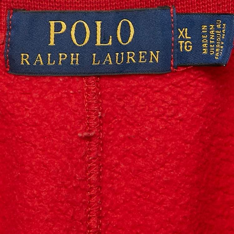 Pre Owned Polo Ralph Lauren Red Cotton Track Pants XL