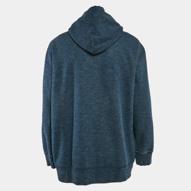 Pre Owned Polo Ralph Lauren Blue Cotton Zip-Up Hooded Sweatshirt XXL
