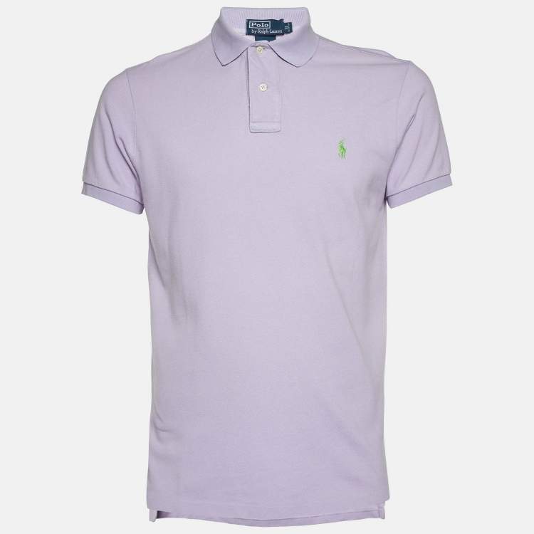 Pre Owned Polo Ralph Lauren Lavender Cotton Custom Fit Polo T-Shirt M