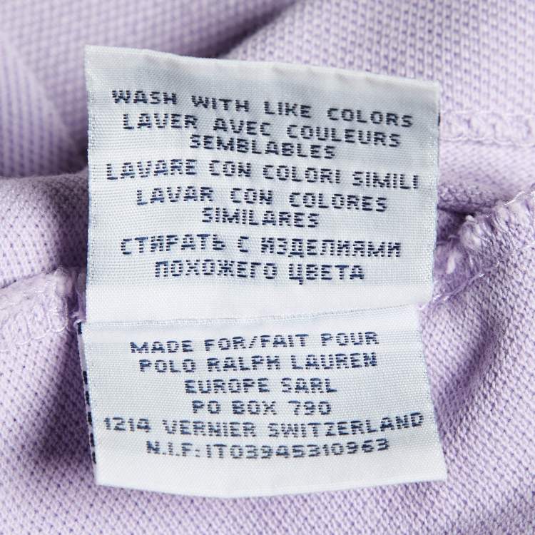 Pre Owned Polo Ralph Lauren Lavender Cotton Custom Fit Polo T-Shirt M