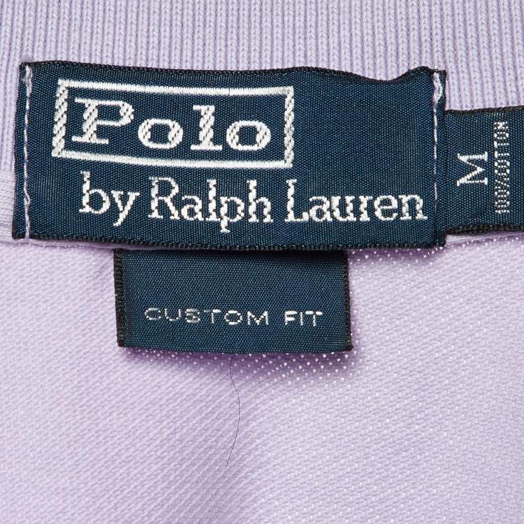 Pre Owned Polo Ralph Lauren Lavender Cotton Custom Fit Polo T-Shirt M