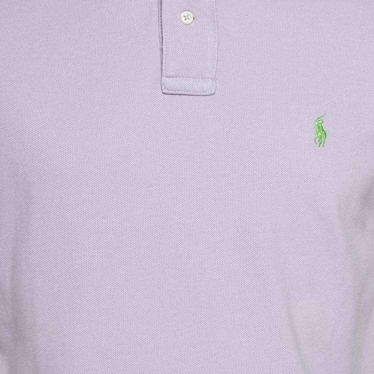 Pre Owned Polo Ralph Lauren Lavender Cotton Custom Fit Polo T-Shirt M