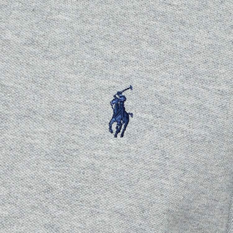 Pre Owned Polo Ralph Lauren Grey Cotton Long Sleeve Polo T-Shirt M