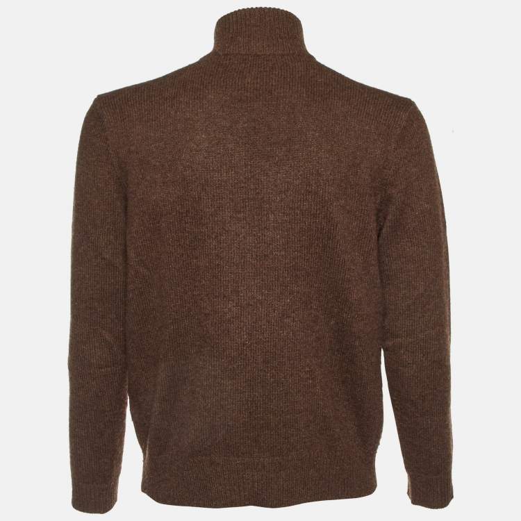 Pre Owned Polo Ralph Lauren Brown Lambs Wool High Neck Sweater M