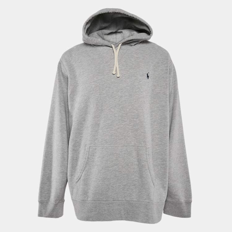 Pre Owned Polo Ralph Lauren Grey Cotton Blend Knit Hoodie XXL